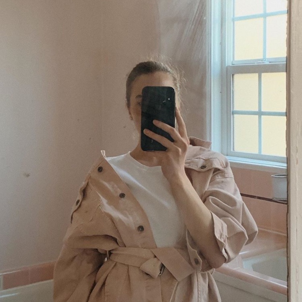 Zara washed pink denim jacket